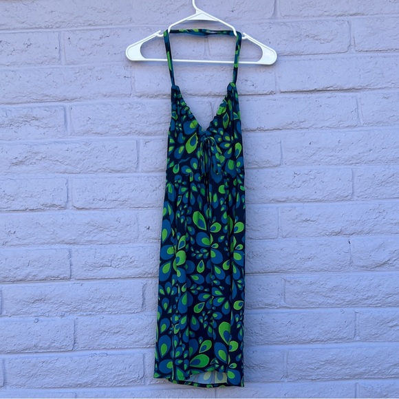 The North Face Blue and Green Patterned Swim Halter Dress - Picture 1 of 9